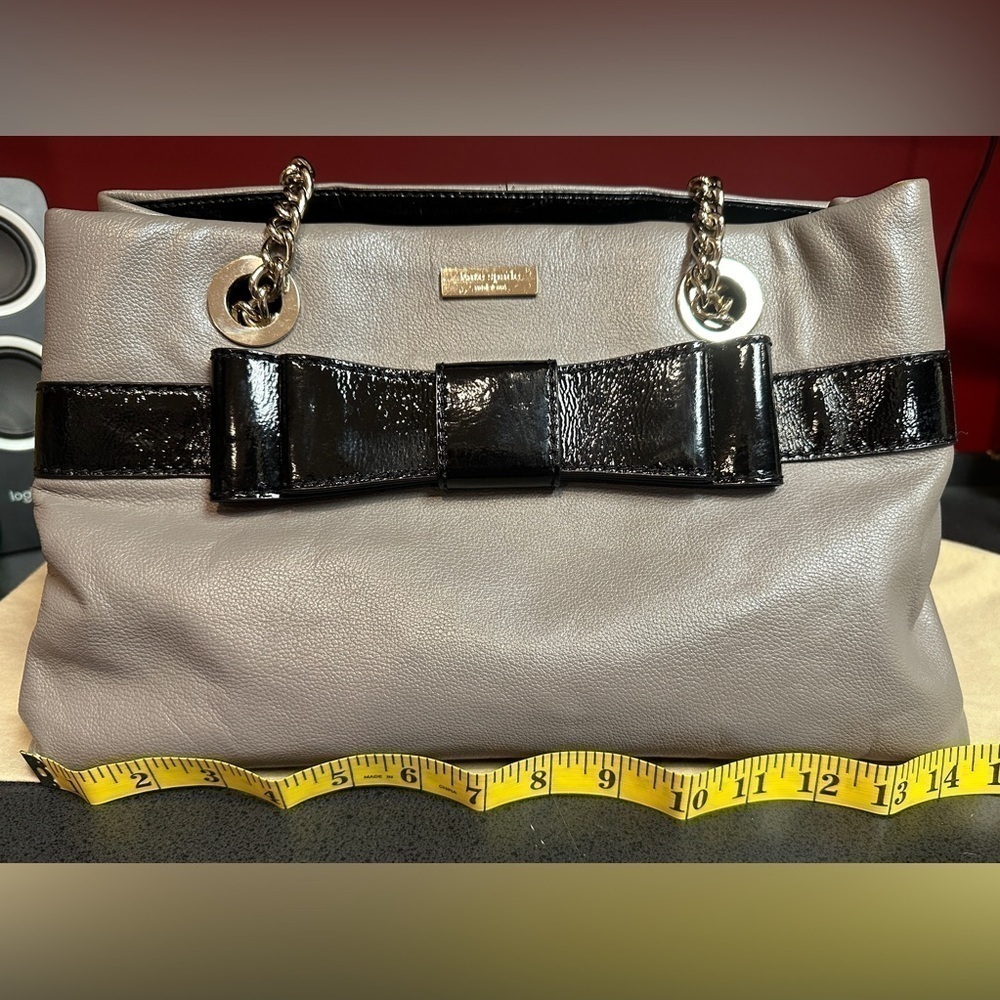 Kate Spade Beaumont Bridge Elena Gray & Black Leather Medium Size Shoulder Bag - Picture 4 of 16